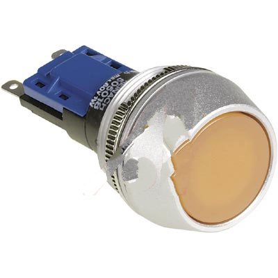 TP2 Series 25mm Momentary Push Button Switch with Exposed Bezel - IP40 Rated, Faston Terminals, 22.5mm Mounting Diameter - Perfect for Industrial Control Panels, Machinery, and Automation Equipment