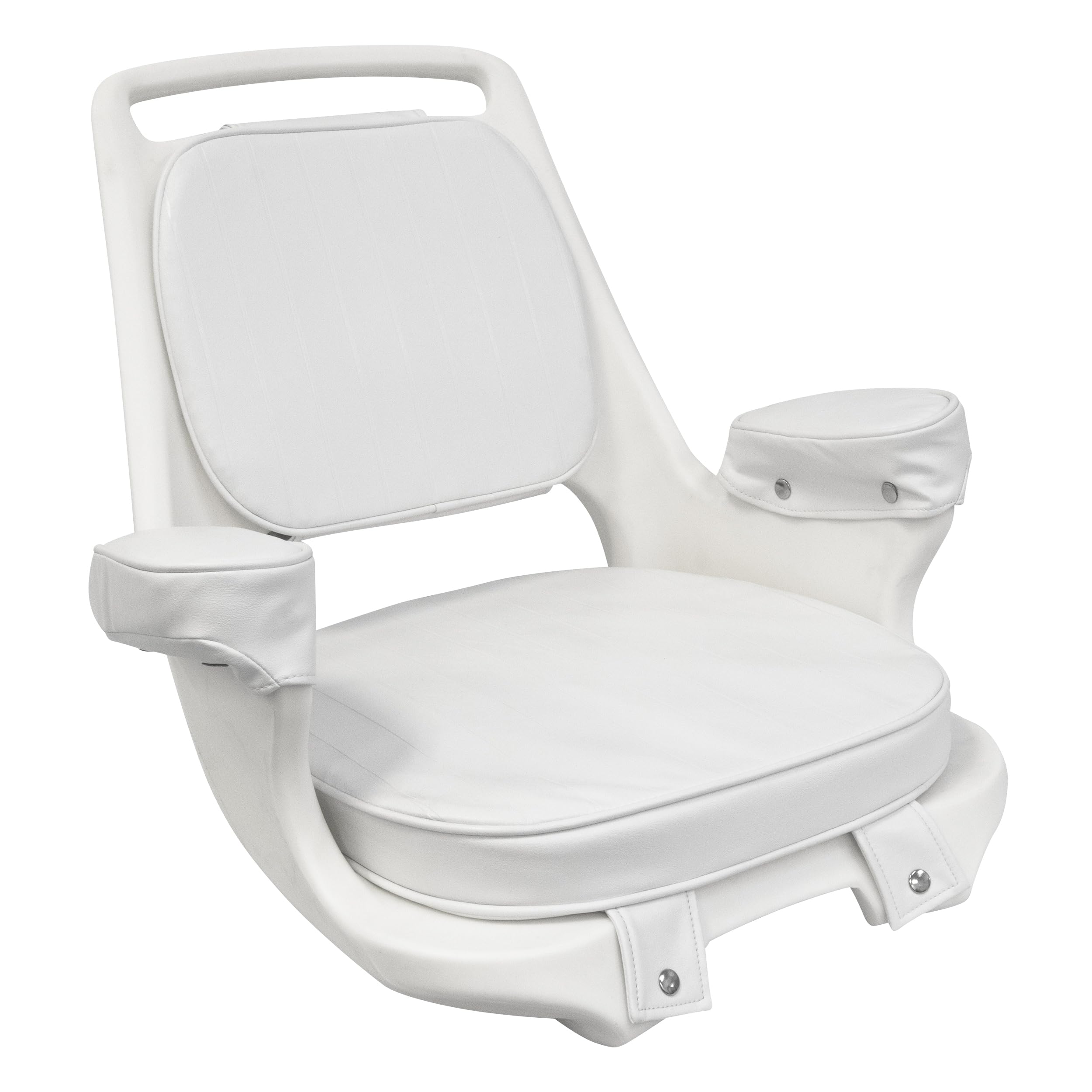 Wise 8WD1007-3-710 White Captain's Chair with Comfortable Cushions & Heavy-Duty Mounting Plate - Perfect for Boats, RVs, and Outdoor Furniture Replacement