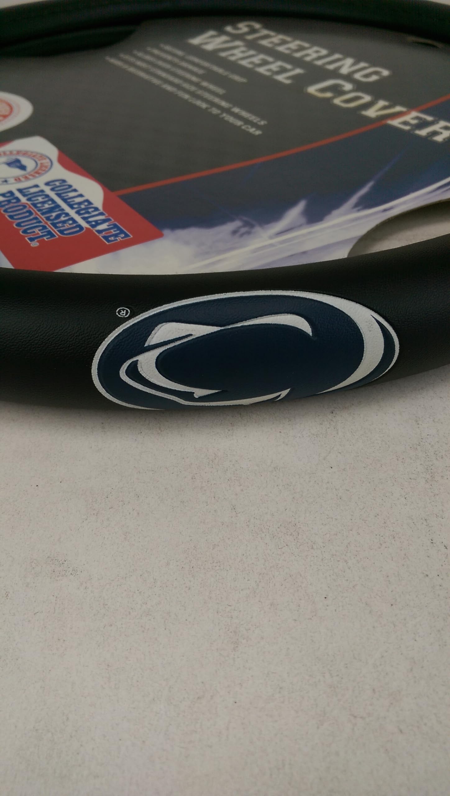 Penn State Nittany Lions NCAA Rubber Steering Wheel Cover - 15.5 Inch Black Non-Slip Grip - Perfect for Game Day Tailgating & College Football Fan Accessories