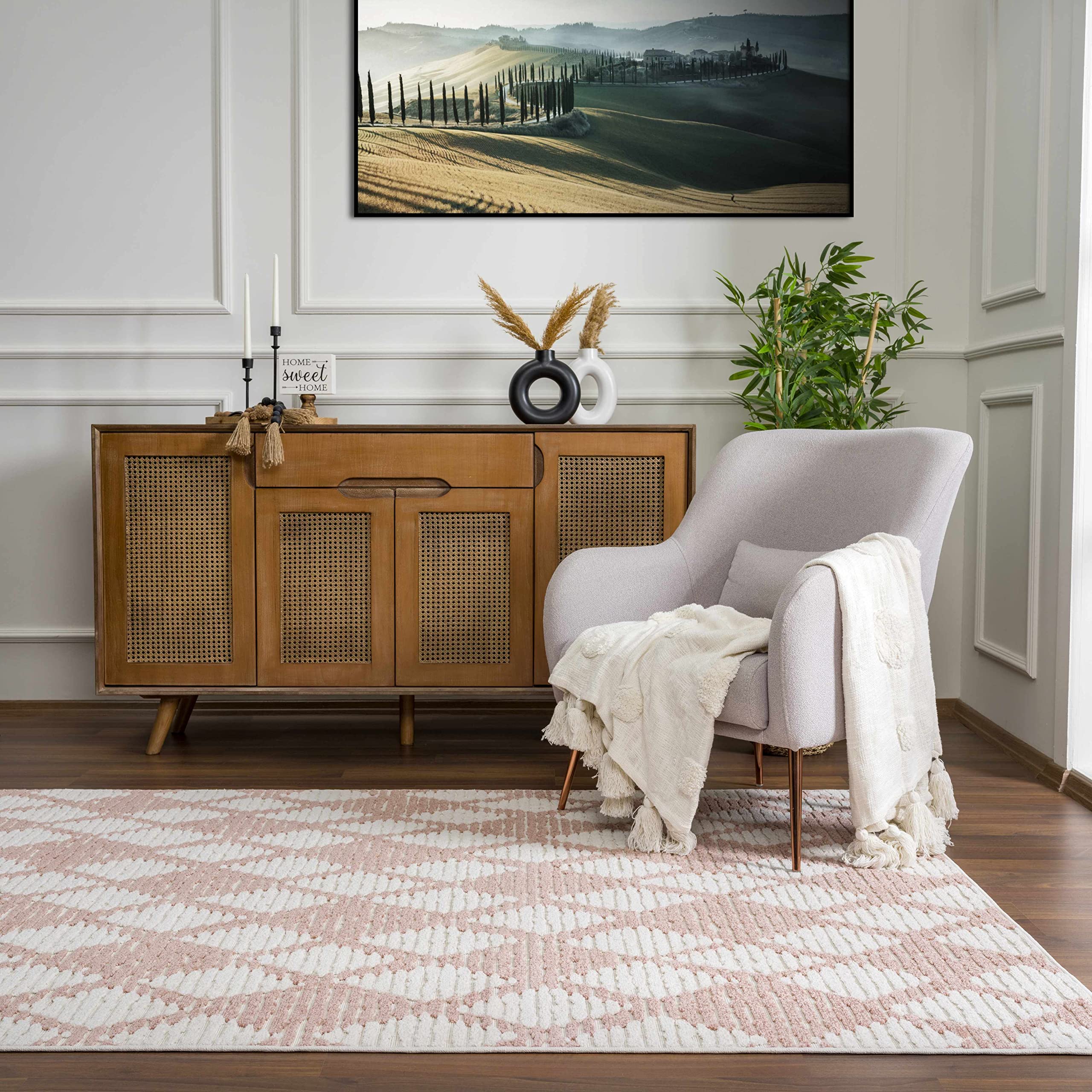 Premium Hauteloom Mansilingan Area Rug for Living Room, Bedroom & Outdoor Patio - Soft Beige & Brown Design - 6'7