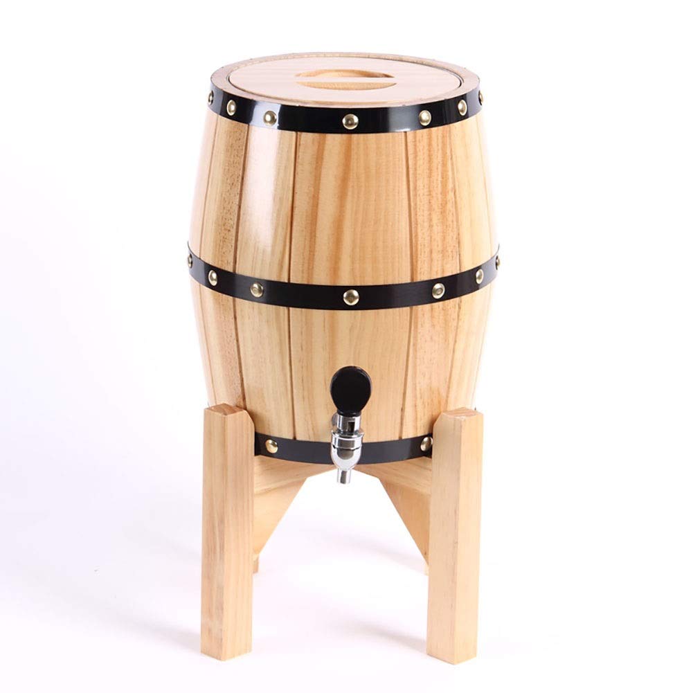 3L Oak Wood Wine Barrel Dispenser with Tap - Mini Whiskey & Beer Storage Cask for Home Bar, Kitchen, or Party - Perfect for Wine, Spirit, and Whiskey Lovers (Color: A)
