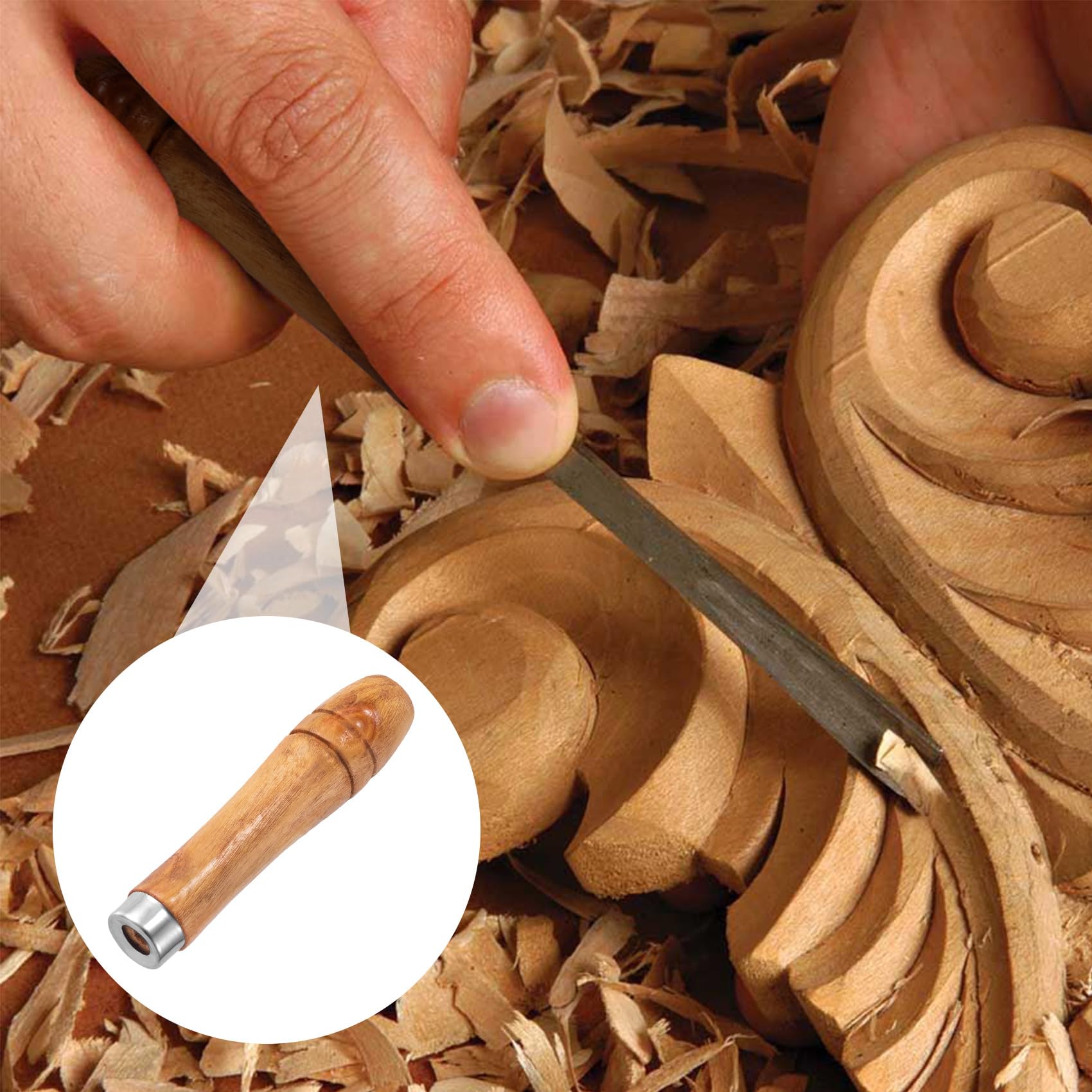 20pcs Wooden File Handles with Metal Collar - Medium (6