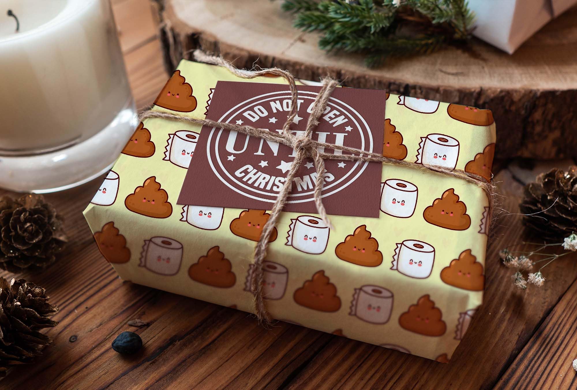 Funny Poop Emoji Christmas Wrapping Paper - Cute Holiday Gift Wrap for Kids, Xmas Party Decorations - 20x30 Inch Sheet - Perfect for Gag Gifts, Stocking Stuffers & Festive Holiday Parties