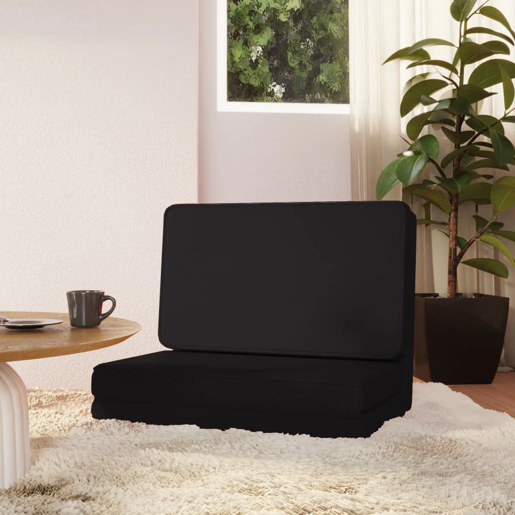 **CHARMMA Floor Chair with Back Support - Folding Sofa Sleeper, Recliner & Gaming Chair for Adults - Padded Faux Leather Meditation Seat - Black - Perfect for Living Room, Bedroom & Game Room**