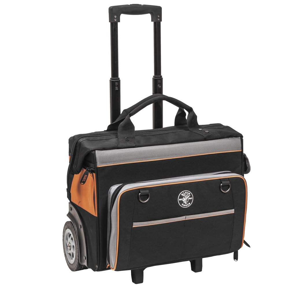 **Klein Tools 55452RTB Waterproof Rolling Tool Bag with 24 Pockets – Heavy-Duty 6-Inch Wheels, 200-Pound Capacity – Perfect for Electricians, Contractors & DIY Projects**
