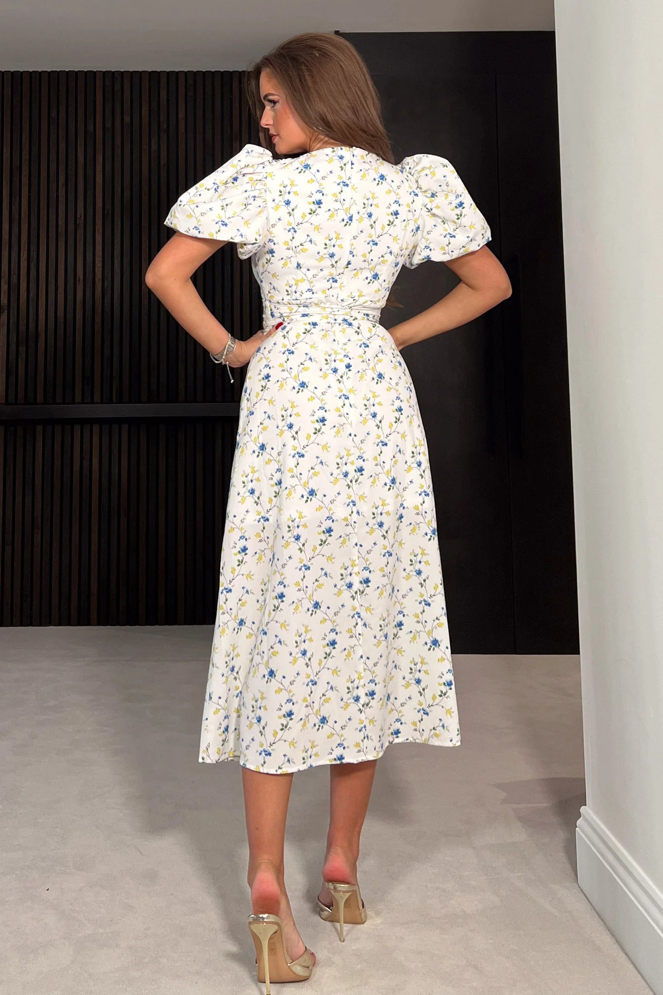 Meara Square Neck Midi Dress - Blue Floral Print Summer Dress for Women | Perfect for Beach Vacation, Garden Party & Date Night Outfits