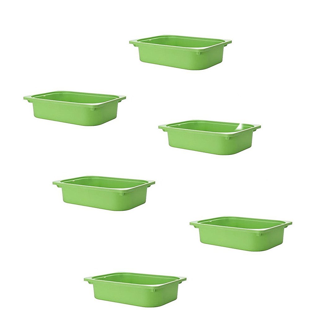 IKEA TROFAST Storage Box Set of 6 - Green Plastic Organizer Bins for Kids Toys, Bedroom & Playroom Organization