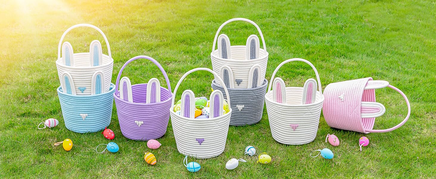 CubesLand 2-Piece Empty Easter Baskets for Kids - 9.8 x 7.8 x 7.8