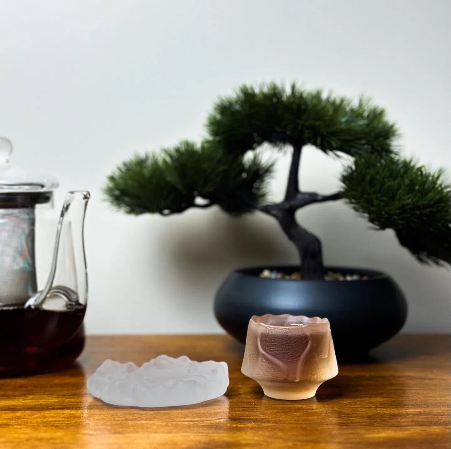 Japanese Frosted Hammer Design Glass Teacup with Saucer - Elegant Tea Set for Matcha, Green Tea & Herbal Tea - Perfect for Home, Office & Japanese Tea Ceremony