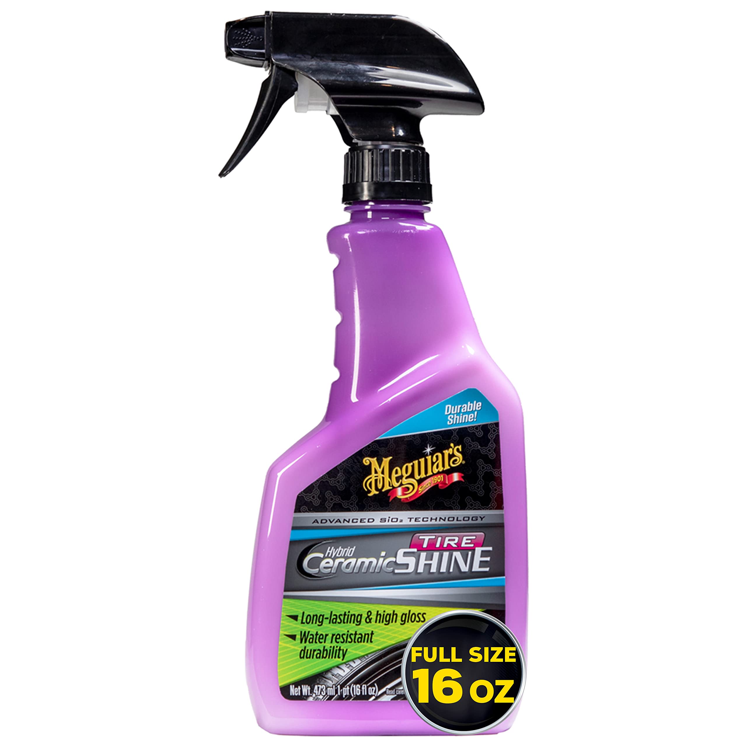 Meguiar's Hybrid Ceramic Tire Shine Spray - 16 Oz | Long-Lasting, Durable & Water-Resistant Tire Shine with Advanced Ceramic Technology | Perfect for Car Detailing, Showroom Shine & Vehicle Protection