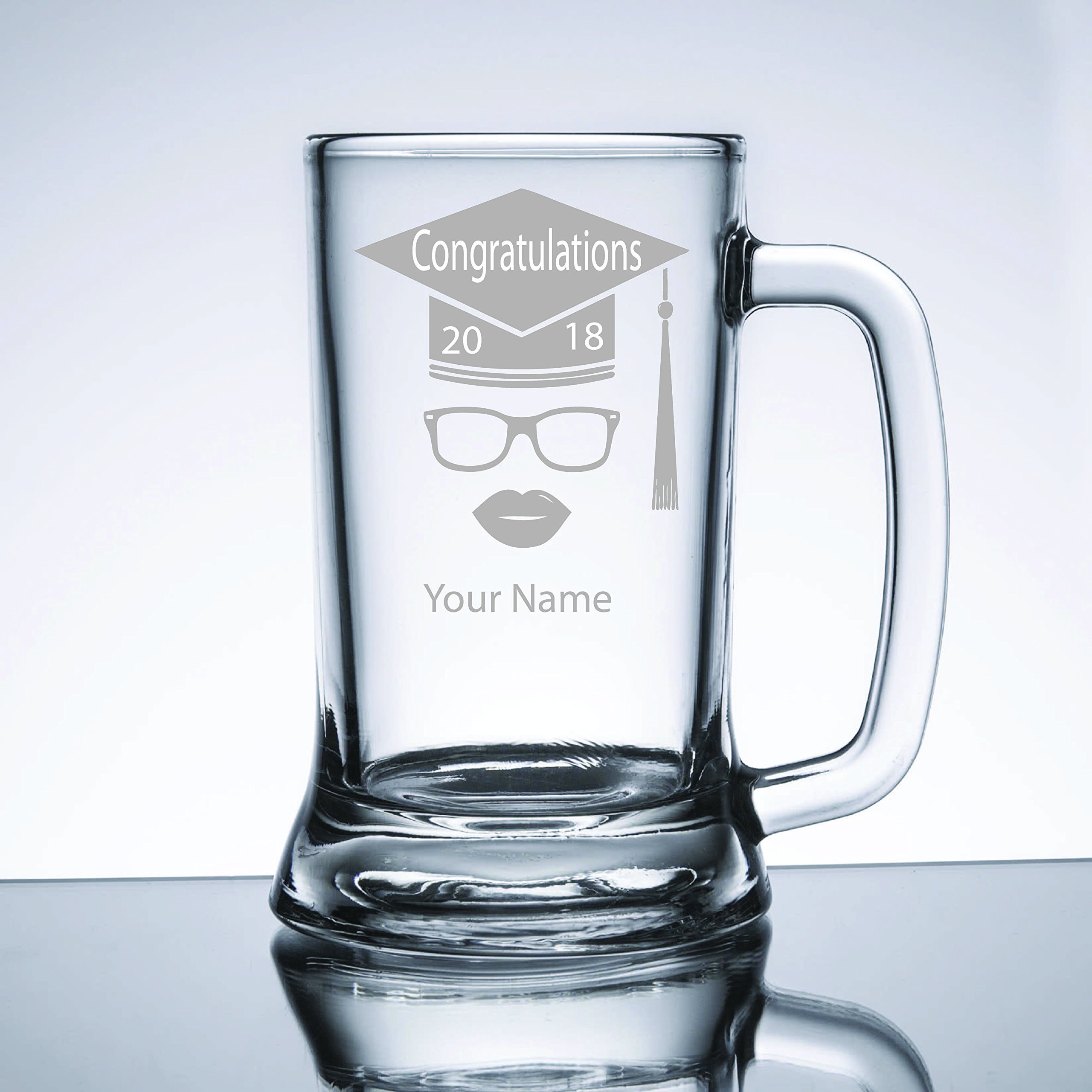 Personalized Engraved Hers Graduation Beer Mug - Custom Name Gift for Women - Perfect for Graduation Parties, Dorm Decor & Celebratory Toasts