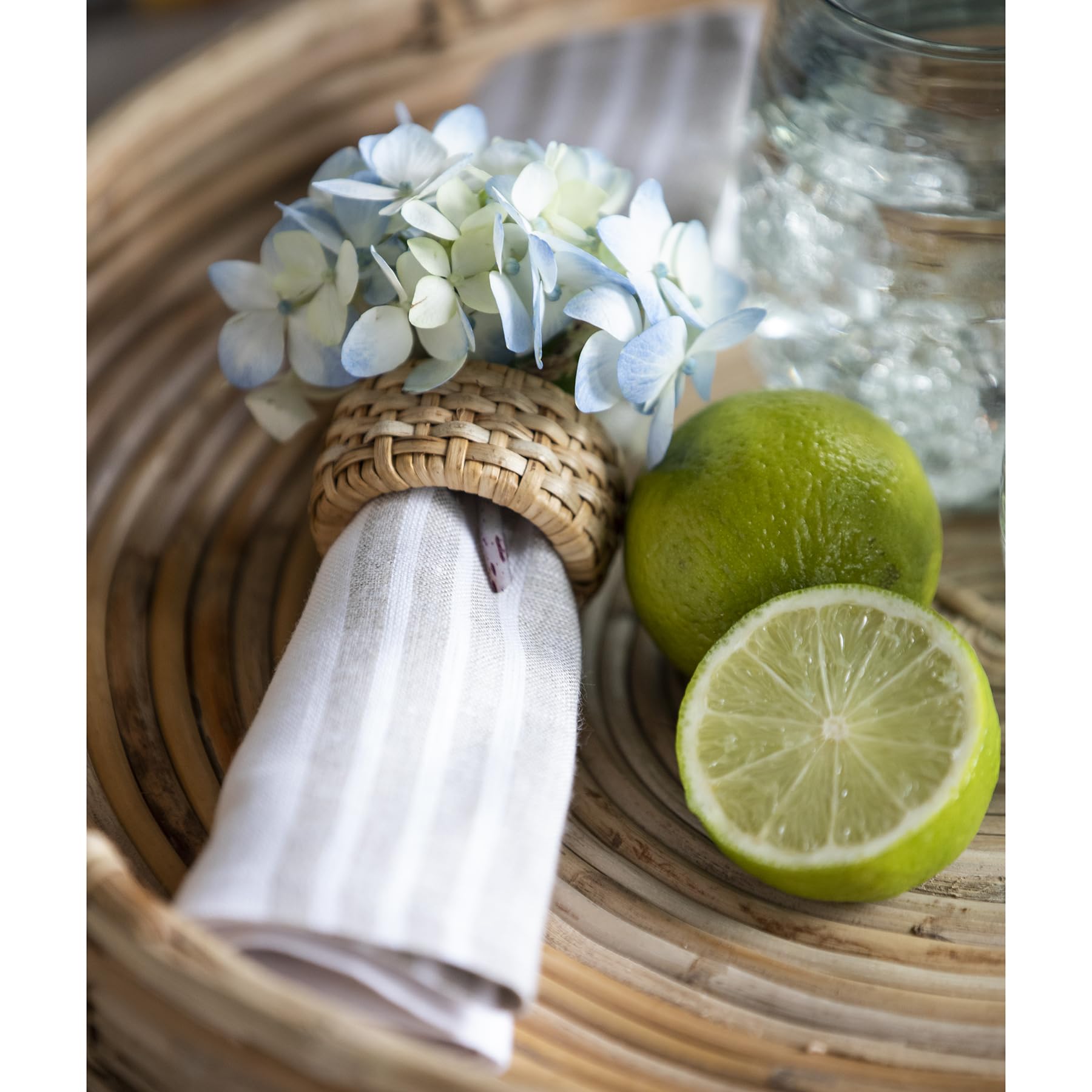 Solino Home 100% Pure Linen Napkins Set of 4 - 20x20 Inch Farmhouse Stripe Dinner Napkins in Natural & White | Handcrafted, Machine Washable | Perfect for Spring Decor, Mother's Day, Easter & Everyday Dining