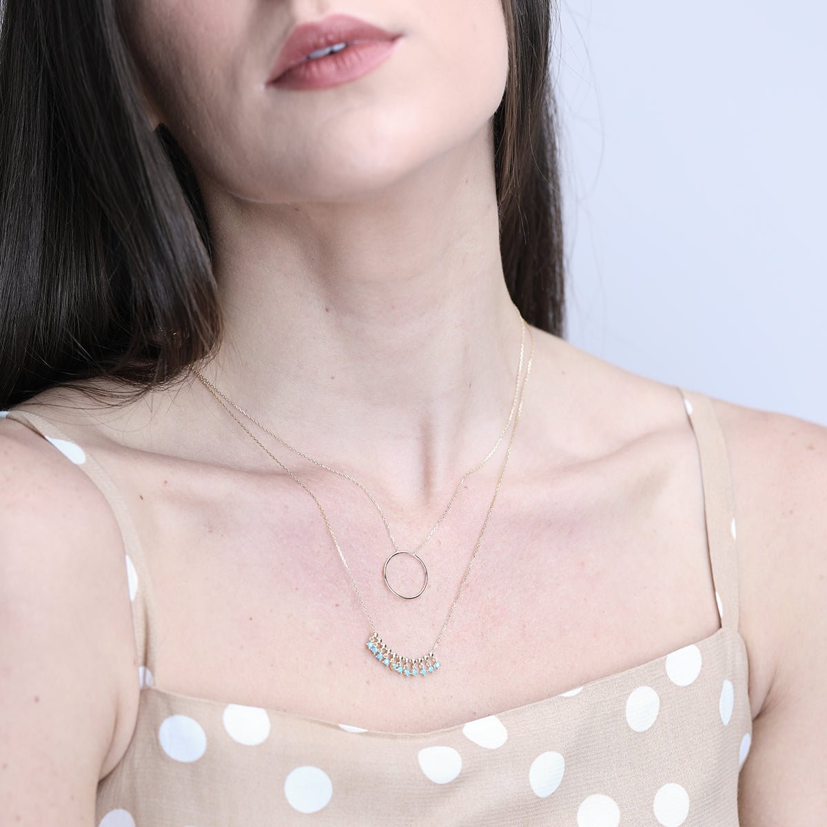 14k Yellow Gold Circle Necklace for Women - Minimalist Dainty Gold Necklace for Everyday Wear, Gift for Her, Birthday, Anniversary, Valentine's Day