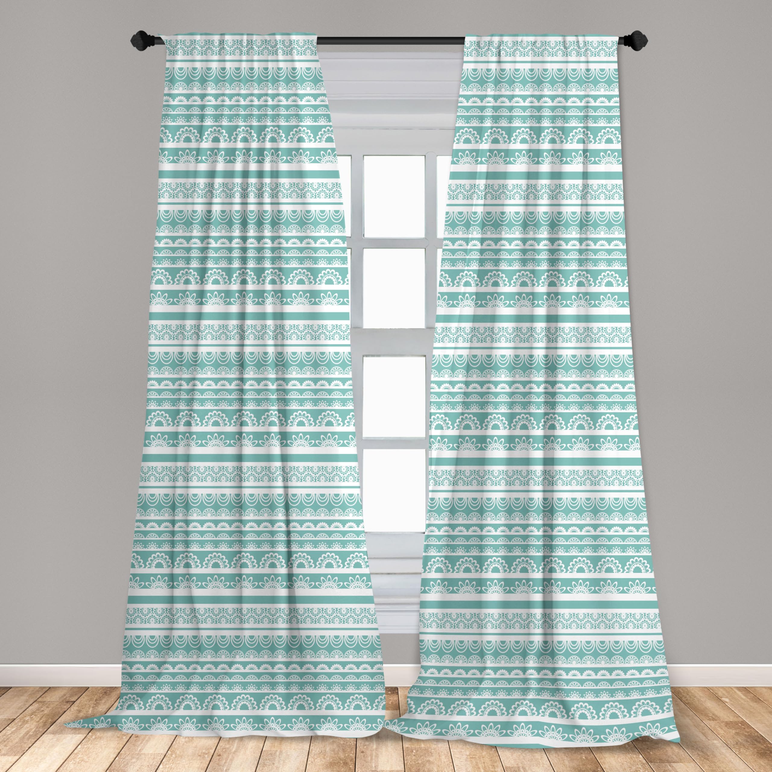 Ambesonne Abstract Floral Curtains - 2 Panel Set, 28