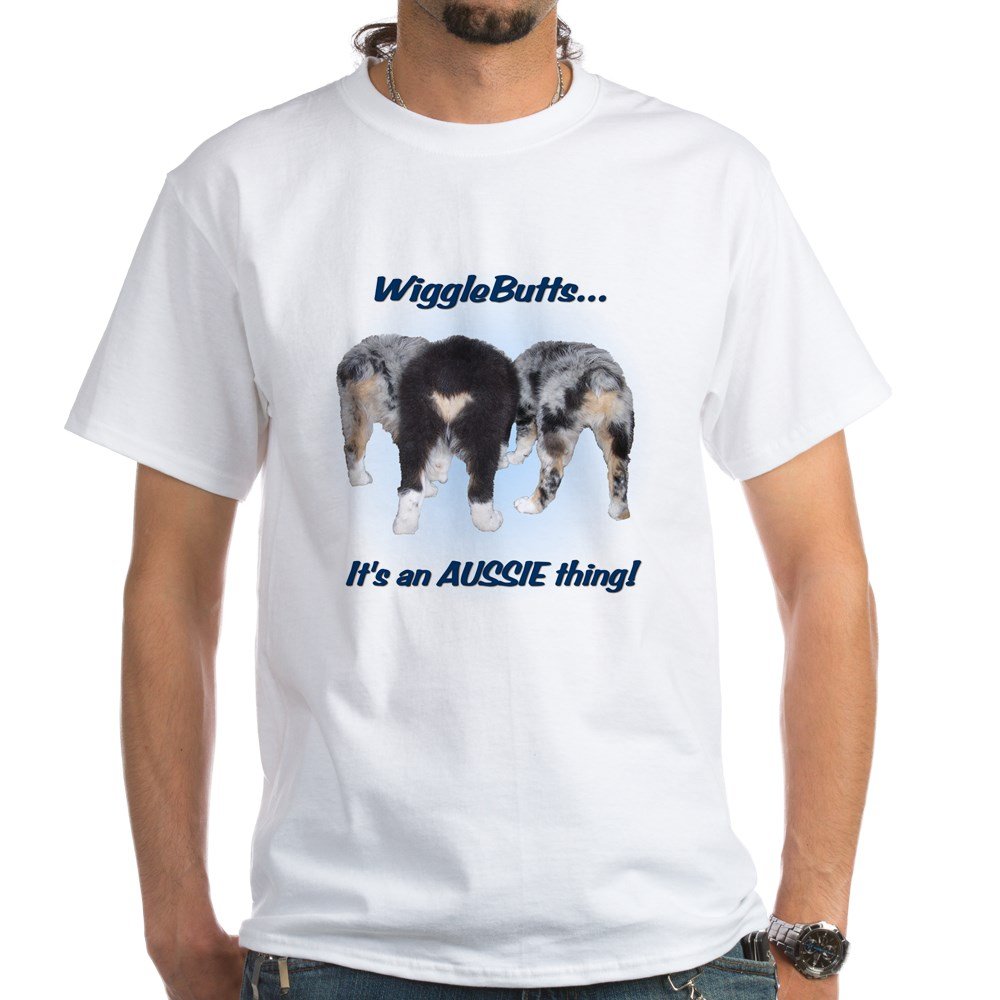 Wigglebutts White Cotton T-Shirt for Dog Lovers - Soft & Comfortable Casual Wear for Pet Owners, Dog Walks & Outdoor Activities