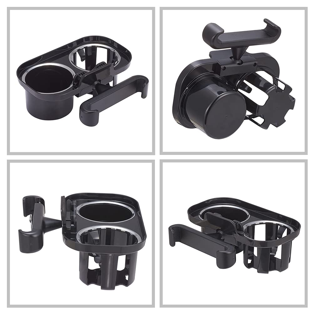 Car Headrest Cup Holder & Seat Back Organizer - Dual Cup Holder with Phone Mount for Road Trips & Family Travel - Perfect for Coffee, Drinks & Smartphones