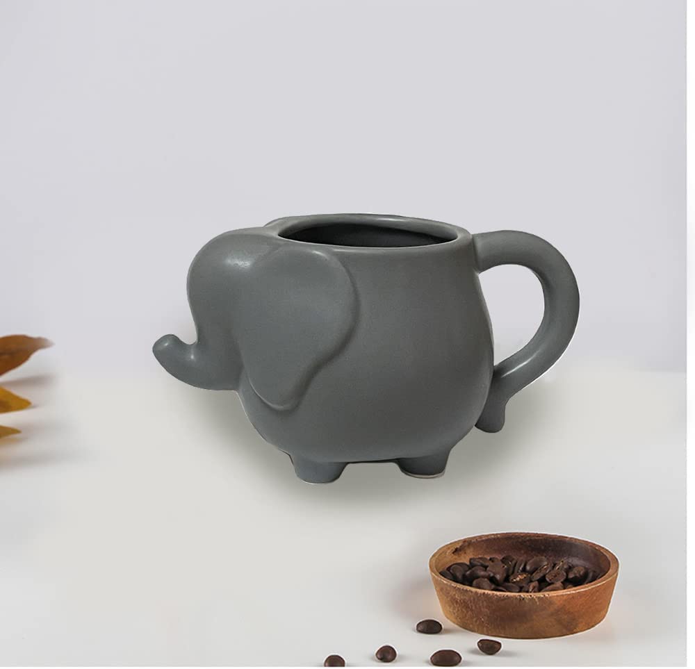 3D Ceramic Elephant Coffee Mug with Handle - Unique Relief Design for Tea, Milk & Hot Drinks - Perfect Gift for Home & Office Use