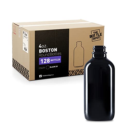 128 Pack 4 oz Black UV Glass Bottles for Essential Oils & Serums - 5 Colors Available (Bulk Wholesale) | Perfect for DIY Skincare, Aromatherapy & Travel Size Storage