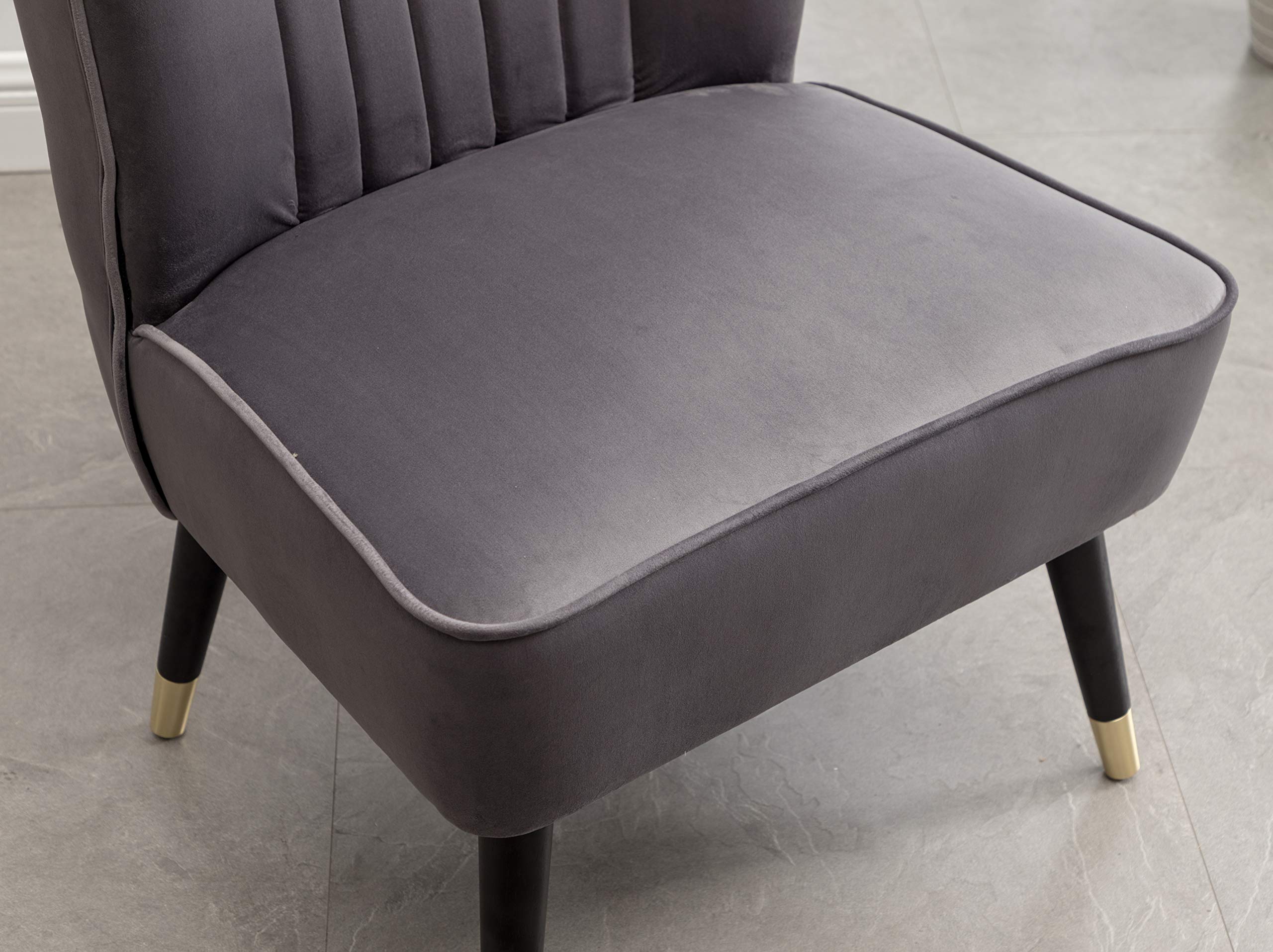 Roundhill Furniture Elon Contemporary Velvet Upholstered Accent Chair - Gray Modern Lounge Chair for Living Room, Bedroom & Office Decor
