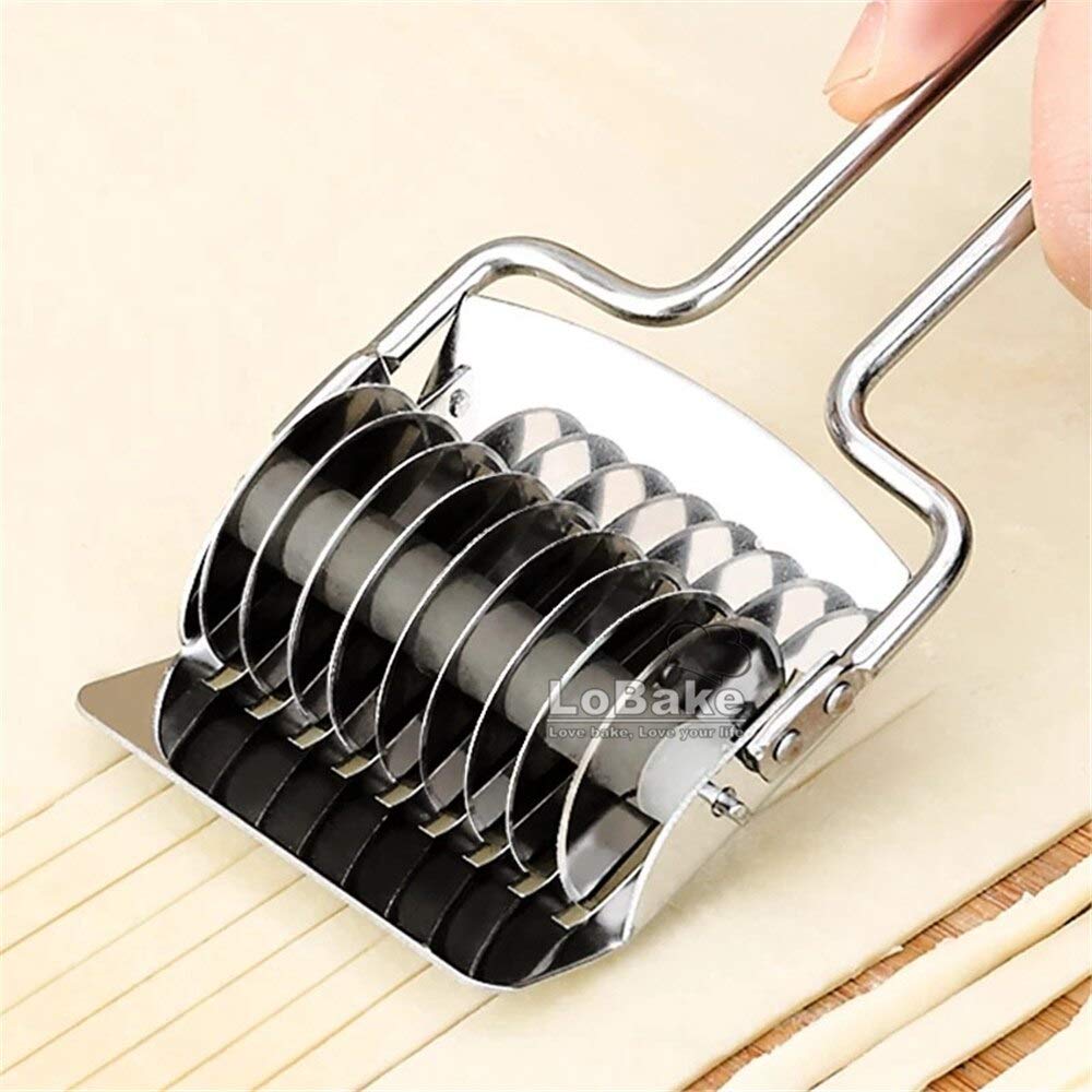 Premium Stainless Steel Noodle Cutter - Kitchen Pasta Maker for Homemade Spaghetti, Lasagna & Dough | Small Size Pasta Roller with Lattice Design | Perfect for Italian Cooking, Baking & DIY Pasta Making at Home