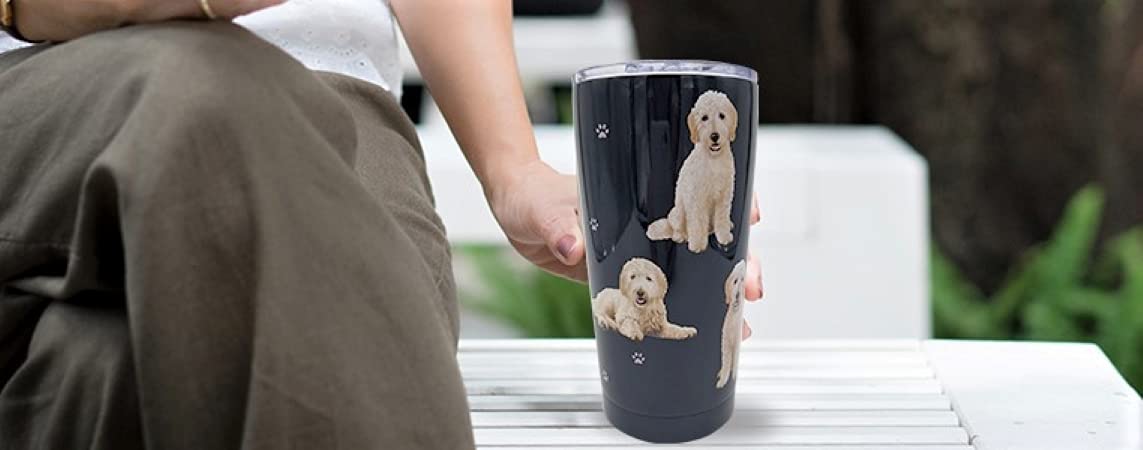 16 oz Goldendoodle Insulated Tumbler - Stainless Steel Vacuum Double Wall Travel Mug with Splash Proof Lid - Perfect for Coffee, Tea & Cold Drinks - Great Gift for Dog Lovers & Outdoor Activities