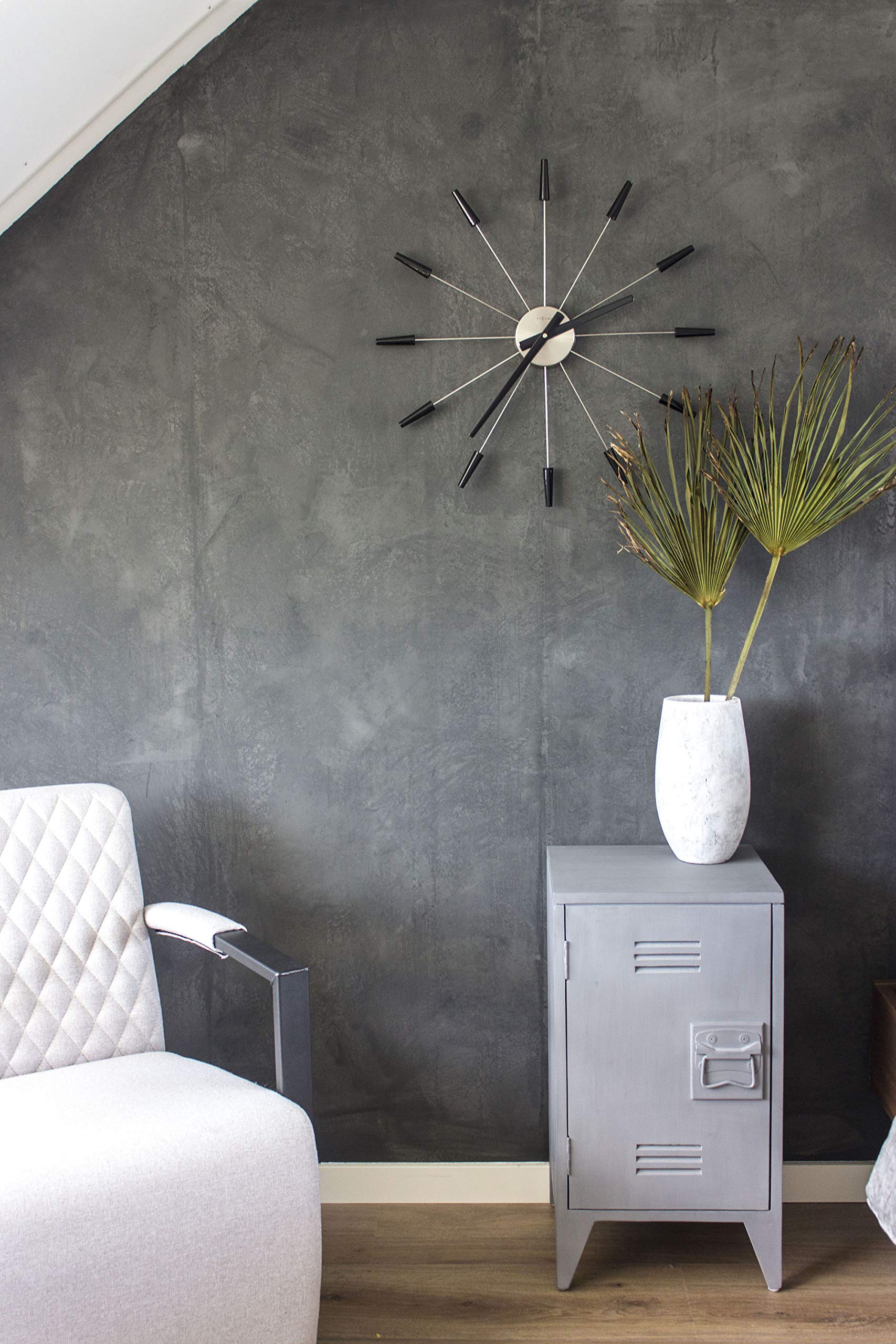 NeXtime Plug-In Wall Clock - Silver & Black Modern Design | Battery-Free Operation | Perfect for Living Room, Bedroom, Office & Kitchen Decor