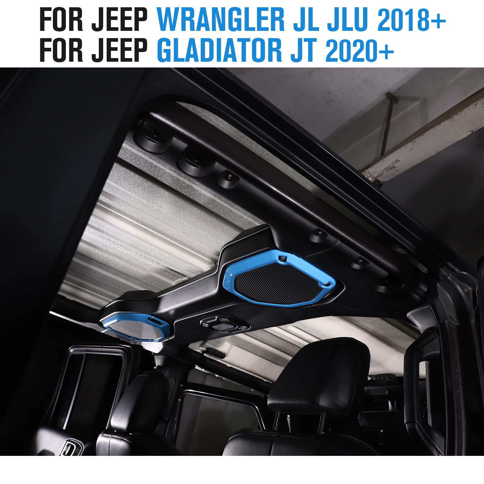2018-2023 Jeep Wrangler JL JLU & Gladiator JT Car Roof Speaker Frame Trim Cover - Interior Accessories (Light Blue) | Perfect for Off-Road Adventures & Custom Upgrades