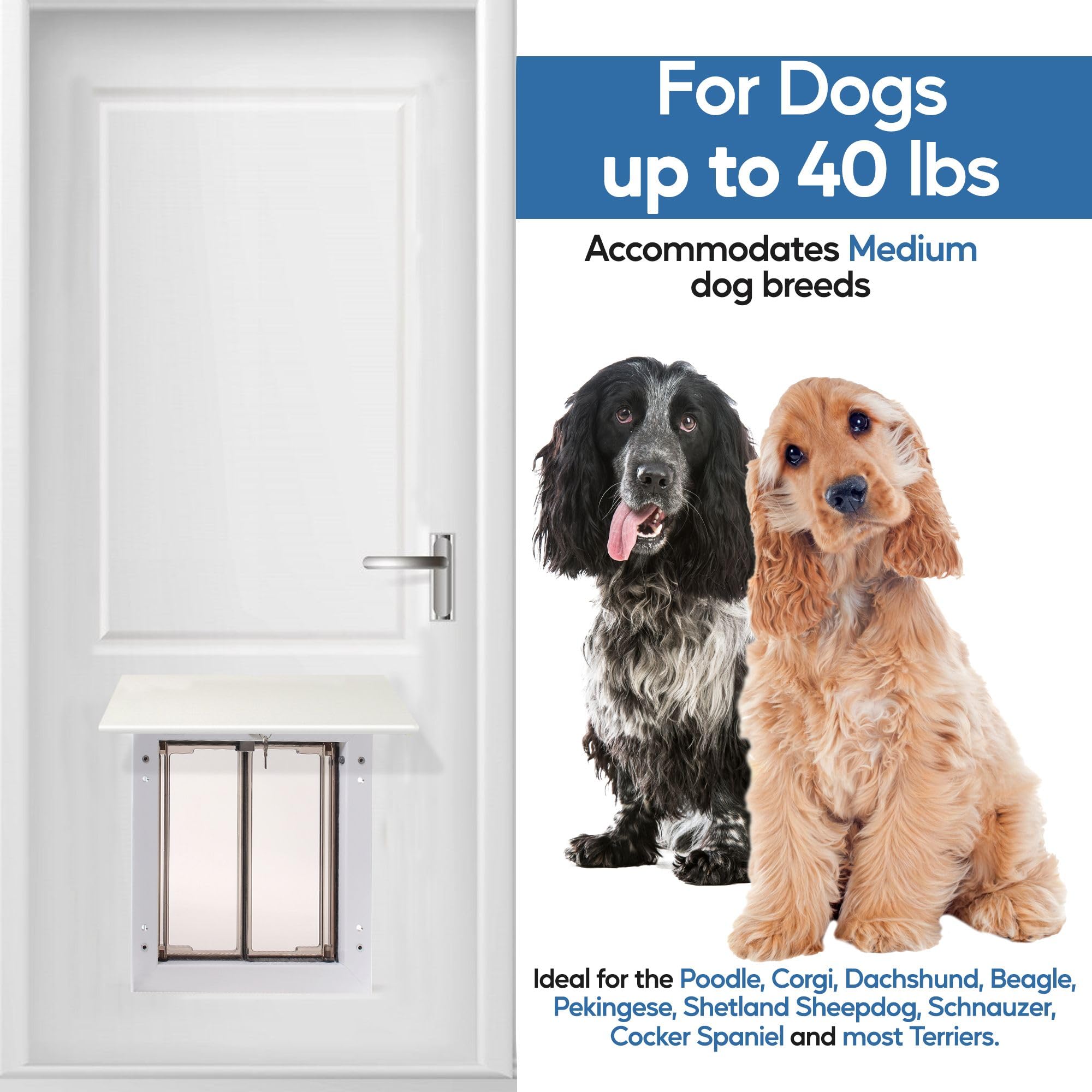 Plexidor Universal Pet Door with Weatherproof Canopy - Durable Dog & Cat Door for Indoor/Outdoor Use - Perfect for Patio, Spa, and Garden Protection