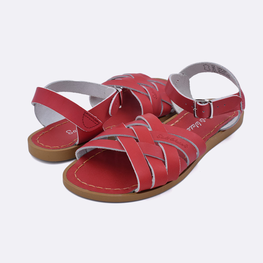 Vintage Red Saltwater Sandals for Women - Classic Retro Beach Shoes for Summer, Pool, and Casual Outings