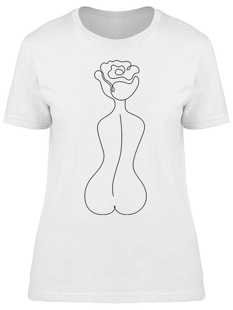 Women's Fem Silhouette Rose One Line T-Shirt - Stylish & Comfortable Graphic Tee for Casual Wear, Outings & Everyday Fashion