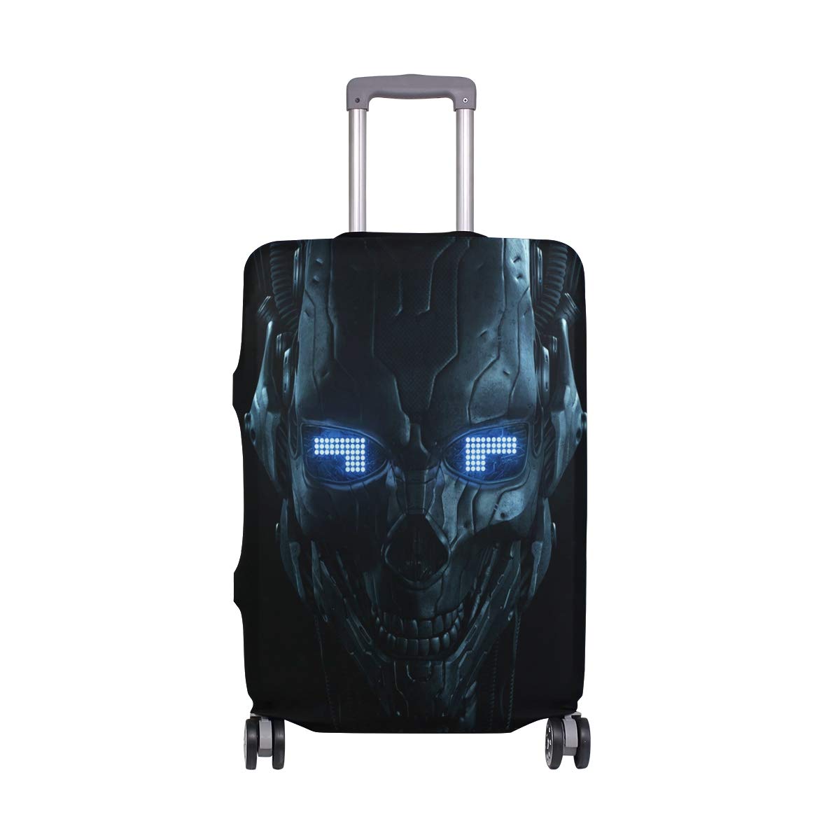 Robot Skull Travel Luggage Protector - Durable Suitcase Cover for 22-24 Inch Bags | Perfect for Airplane, Train & Bus Travel | Unique Design for Style & Protection