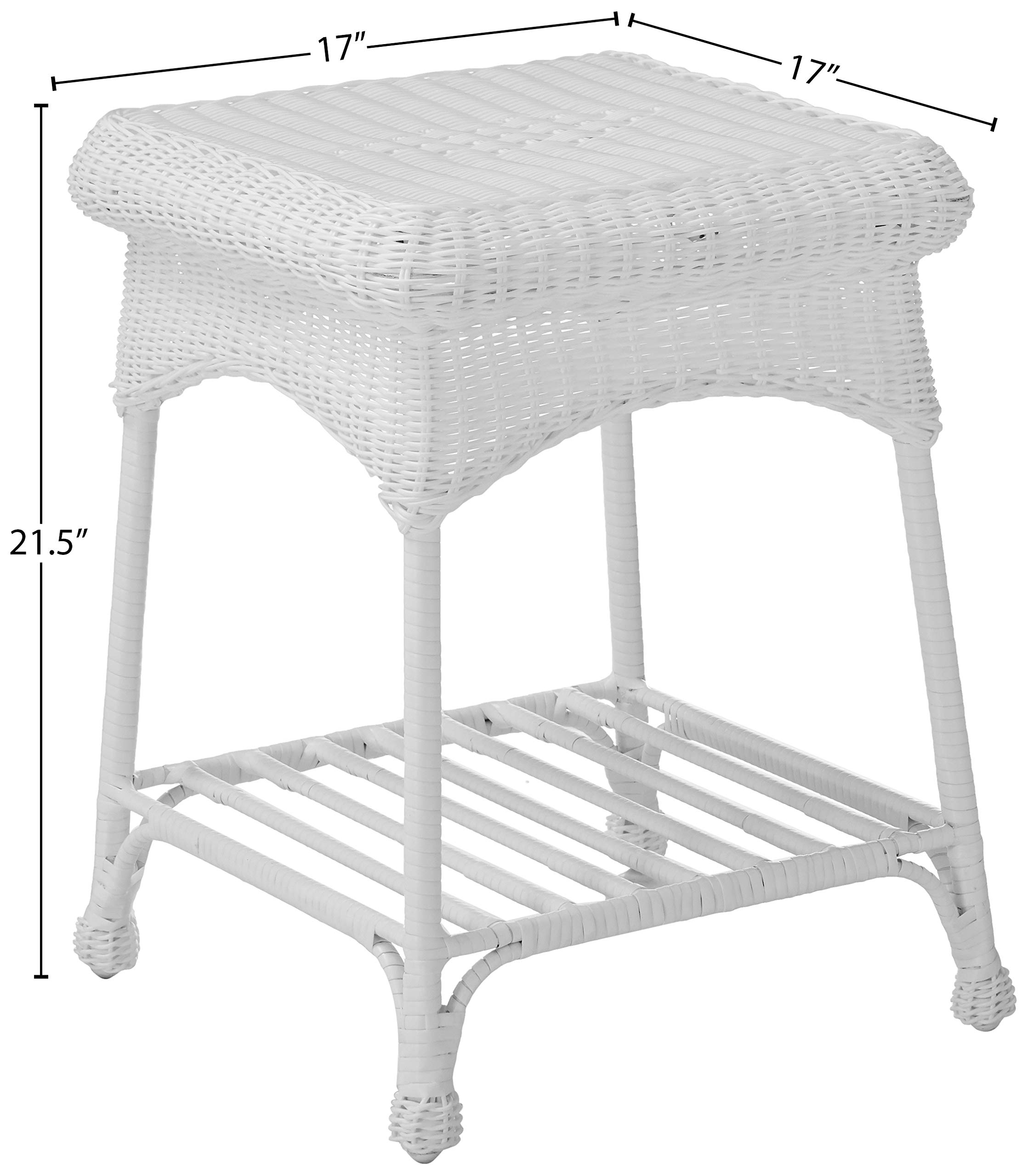 Jeco 3-Piece Wicker Patio Furniture Set - White Rattan Chair & Side Table for Outdoor Garden, Porch or Poolside Relaxation