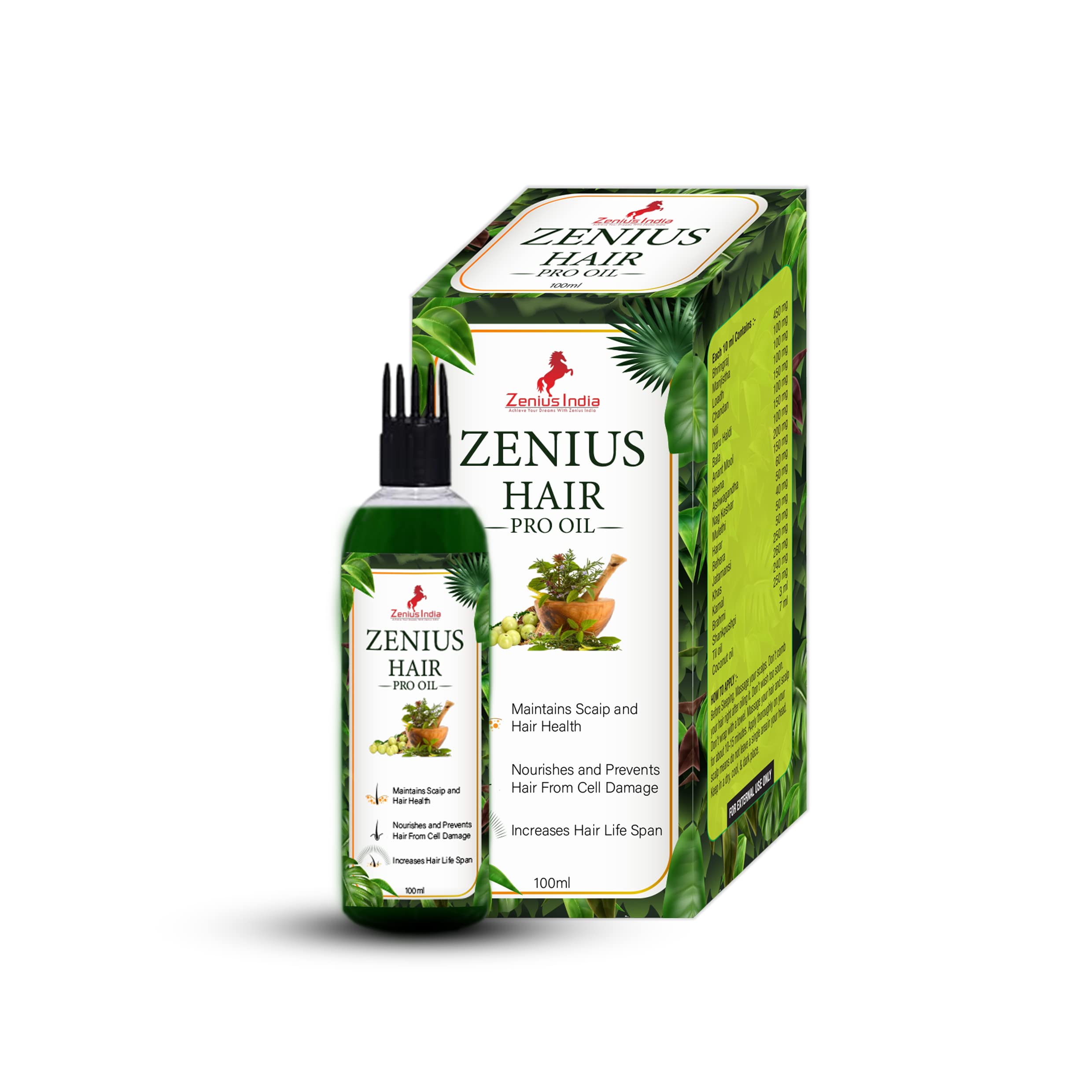 Zenius Hair Pro Oil for Hair Growth & Hair Fall Control - Natural Hair Treatment for Thicker, Stronger Hair | Pack of 2 | Perfect for Daily Scalp Massage & Damaged Hair Repair