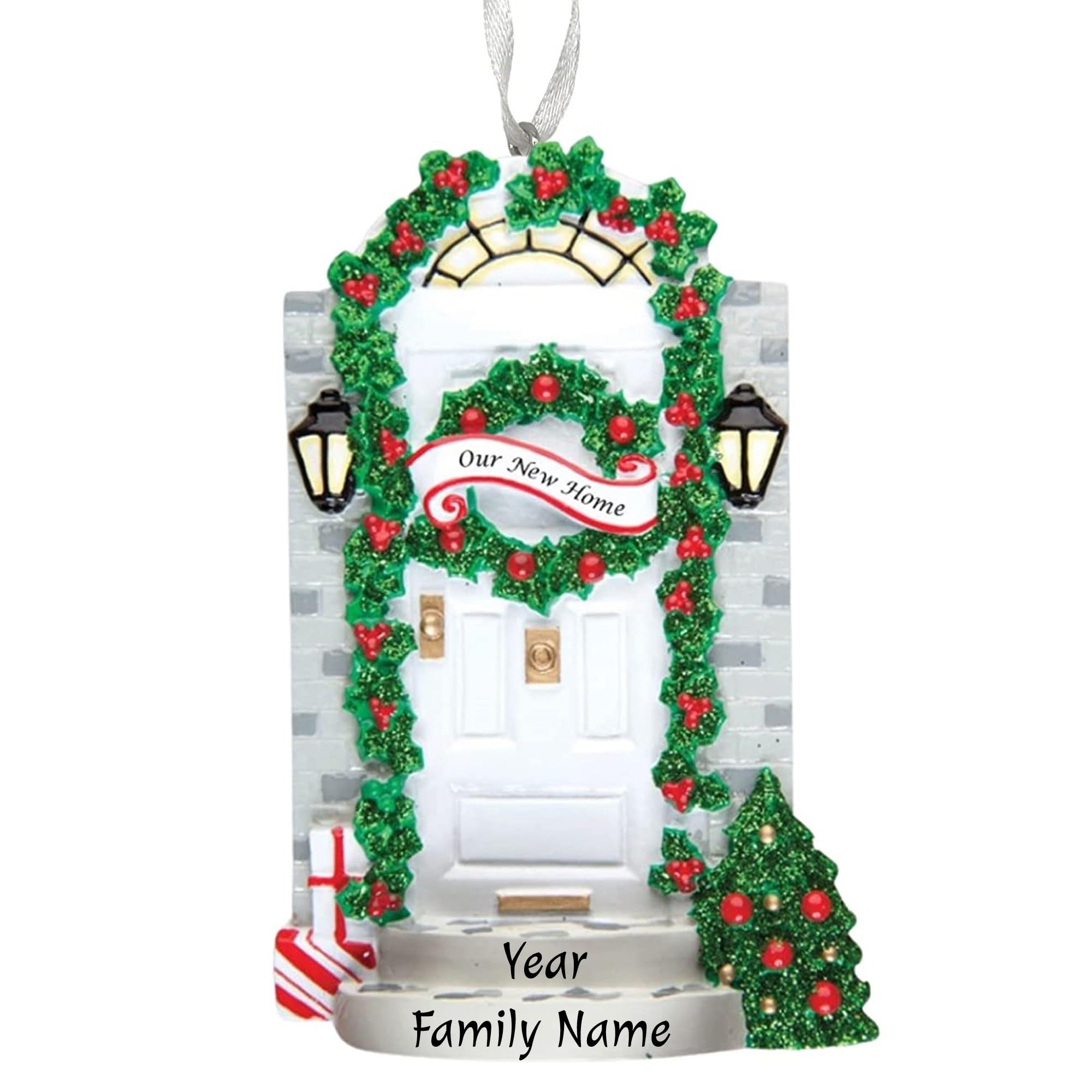 2024 Personalized Christmas Ornament - Custom Handwritten Home Decoration for Apartment & House Doors - Free Name Customization - Perfect for Holiday Front Door Decor & Gift Giving