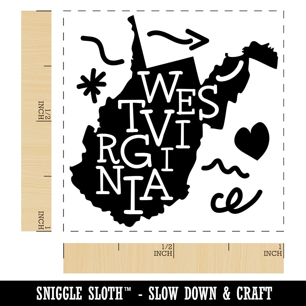 West Virginia State Self-Inking Rubber Stamp with Swirl Design - 1 Inch Small Blue Ink Stamper for Crafting, Scrapbooking & Document Organization