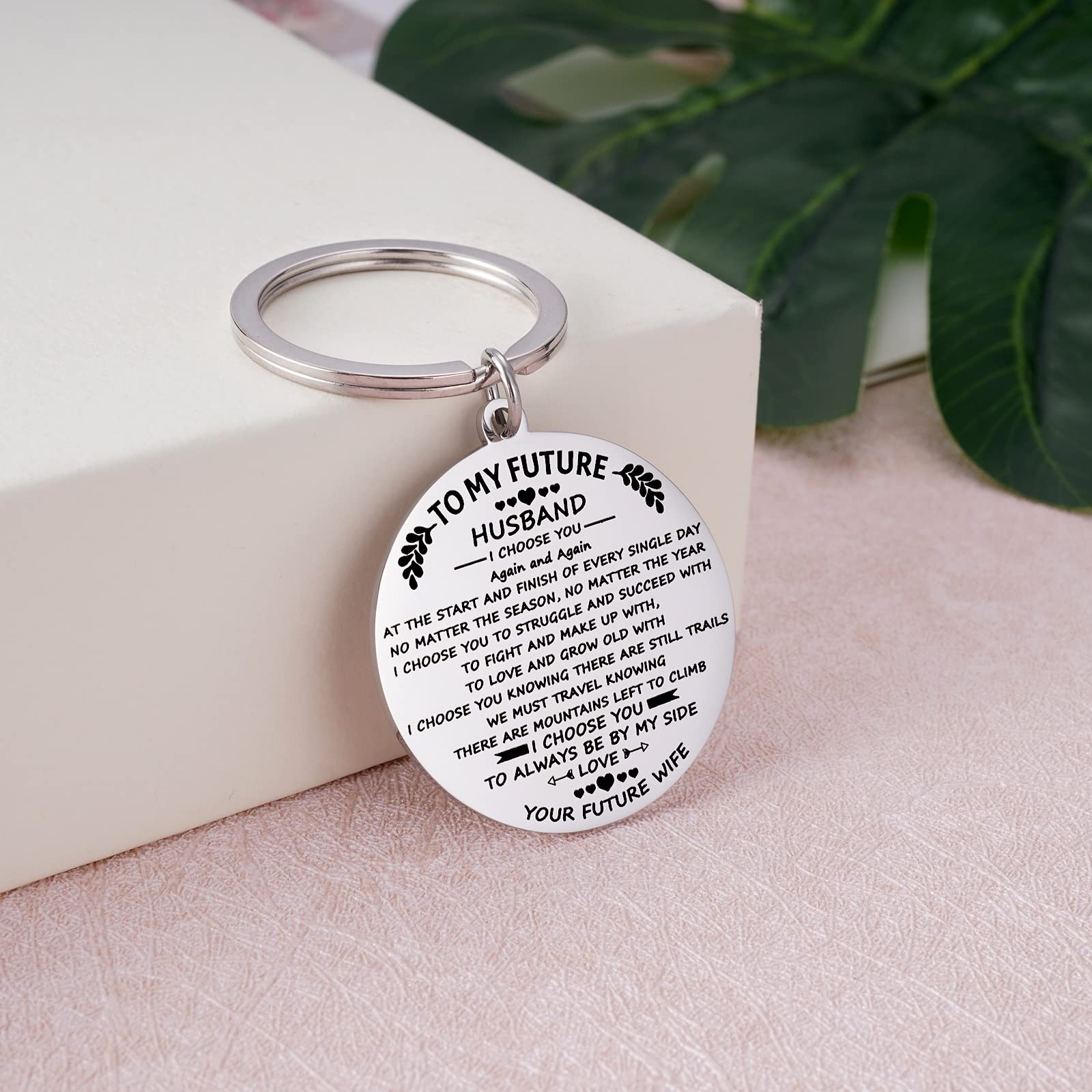 To My Future Husband Keychain - Romantic Engagement Gift for Fiancé, Wedding Anniversary, Birthday & Christmas - Personalized Keyring Gift for Him from Wife - Perfect for Valentine's Day, Proposals & Special Occasions