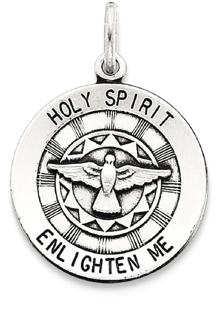 925 Sterling Silver Vintage Holy Spirit Medal Pendant Necklace for Women - Religious Jewelry Gift for Baptism, Confirmation & Spiritual Protection
