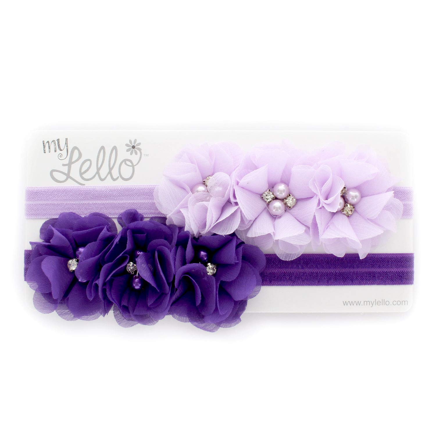 Lello Flower Headbands for Baby Girls & Toddlers - Stretchy Elastic Fabric Hairbands with Beads - Perfect for Parties, Photos & Everyday Wear