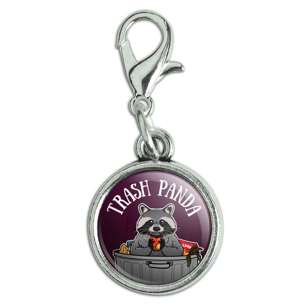 Vintage Raccoon Trash Panda Charm Bracelet Pendant - Antique Style Zipper Pull with Lobster Clasp - Perfect for Jewelry Making, DIY Crafts & Unique Gifts