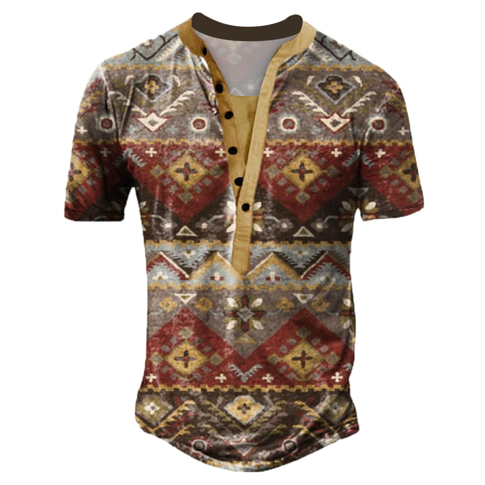 Men's Henley Shirts - Short Sleeve Casual Button Down Tee with Front Placket | Vintage Washed Cotton T-Shirts for Men | Perfect for Casual Outings, Weekend Wear & Retro Style Looks