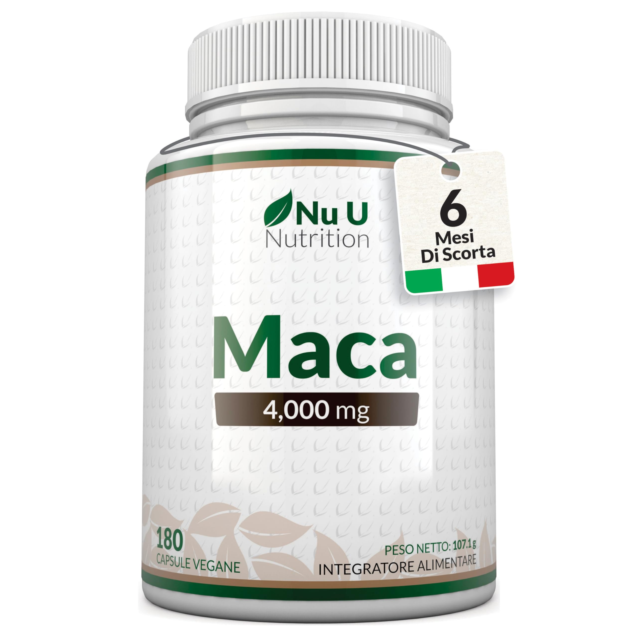 Black Peruvian Maca Root 4000mg - 180 Vegan Capsules (6-Month Supply) - 130mg Andean Maca per Capsule - Energy & Vitality Supplement for Men & Women - Nu U Nutrition - Boost Stamina, Libido & Overall Wellness