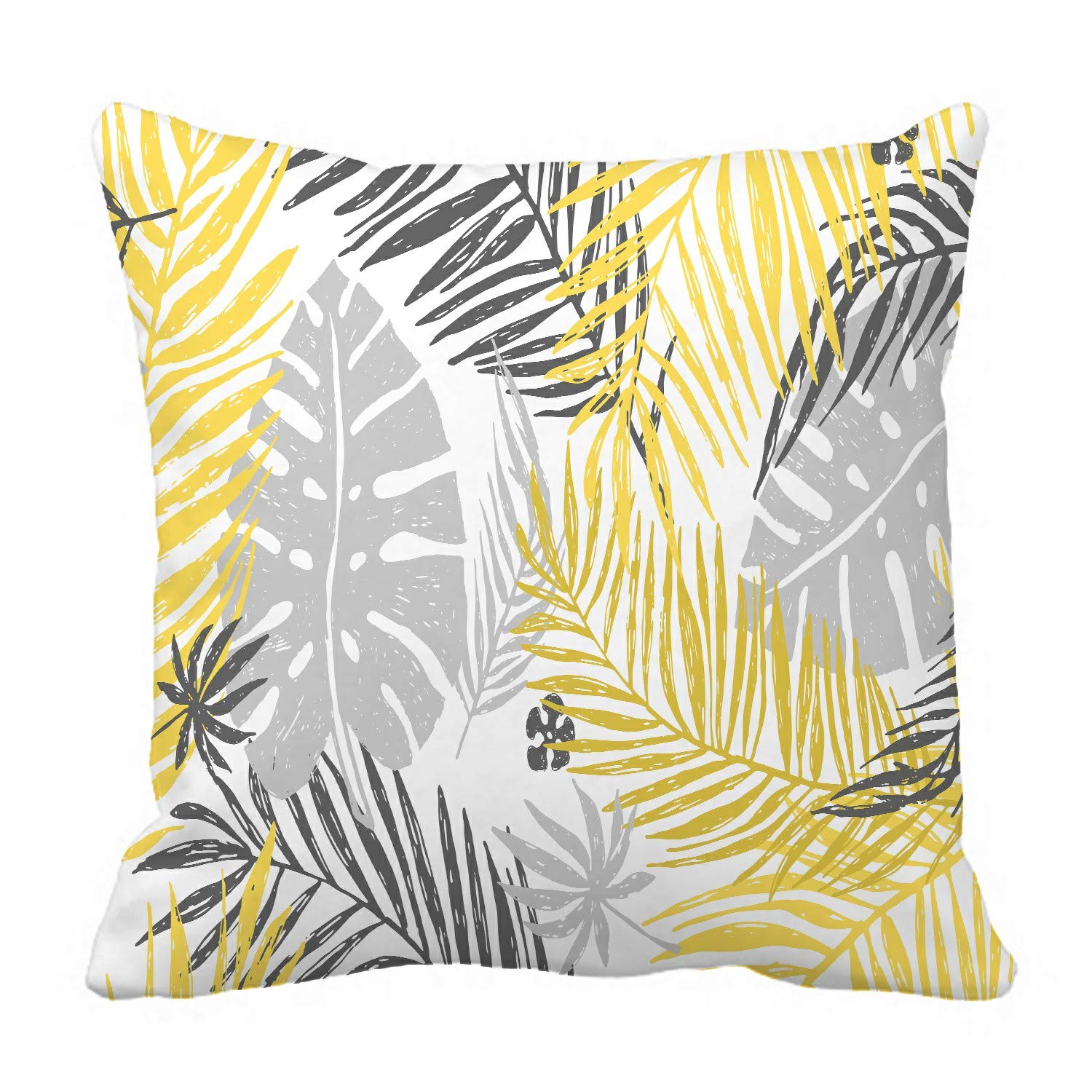ECZJNT 18x18 Inch Palm Leaves Pillow Case - Breathable Decorative Cushion Cover for Sofa, Bed, Outdoor Patio & Home Decor