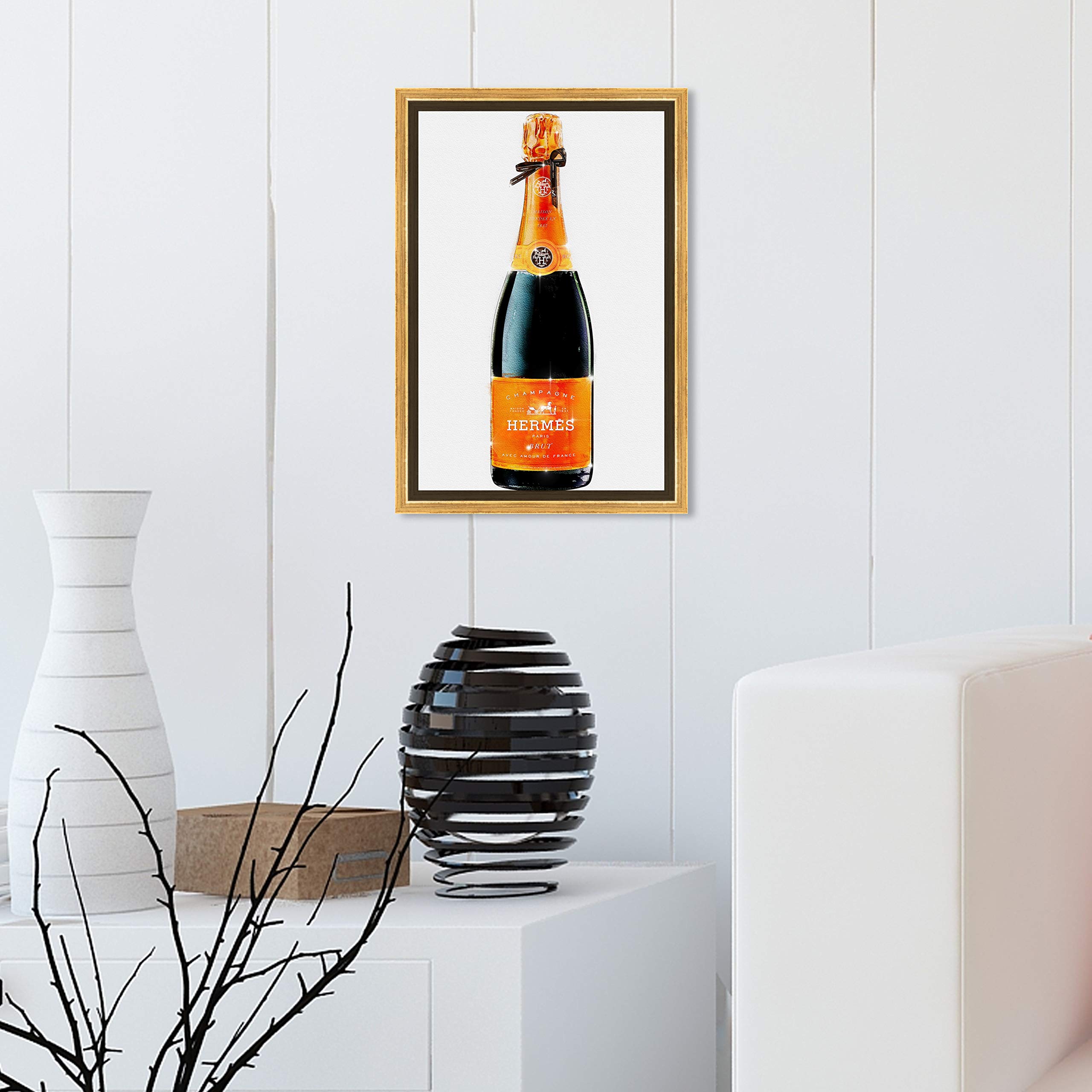 Oliver Gal Artist Co. 'Parisian Luxe Champagne' Framed Wall Art Canvas Print - 10x15 Inches Fashion Glam Home Decor for Living Room, Bedroom & Office