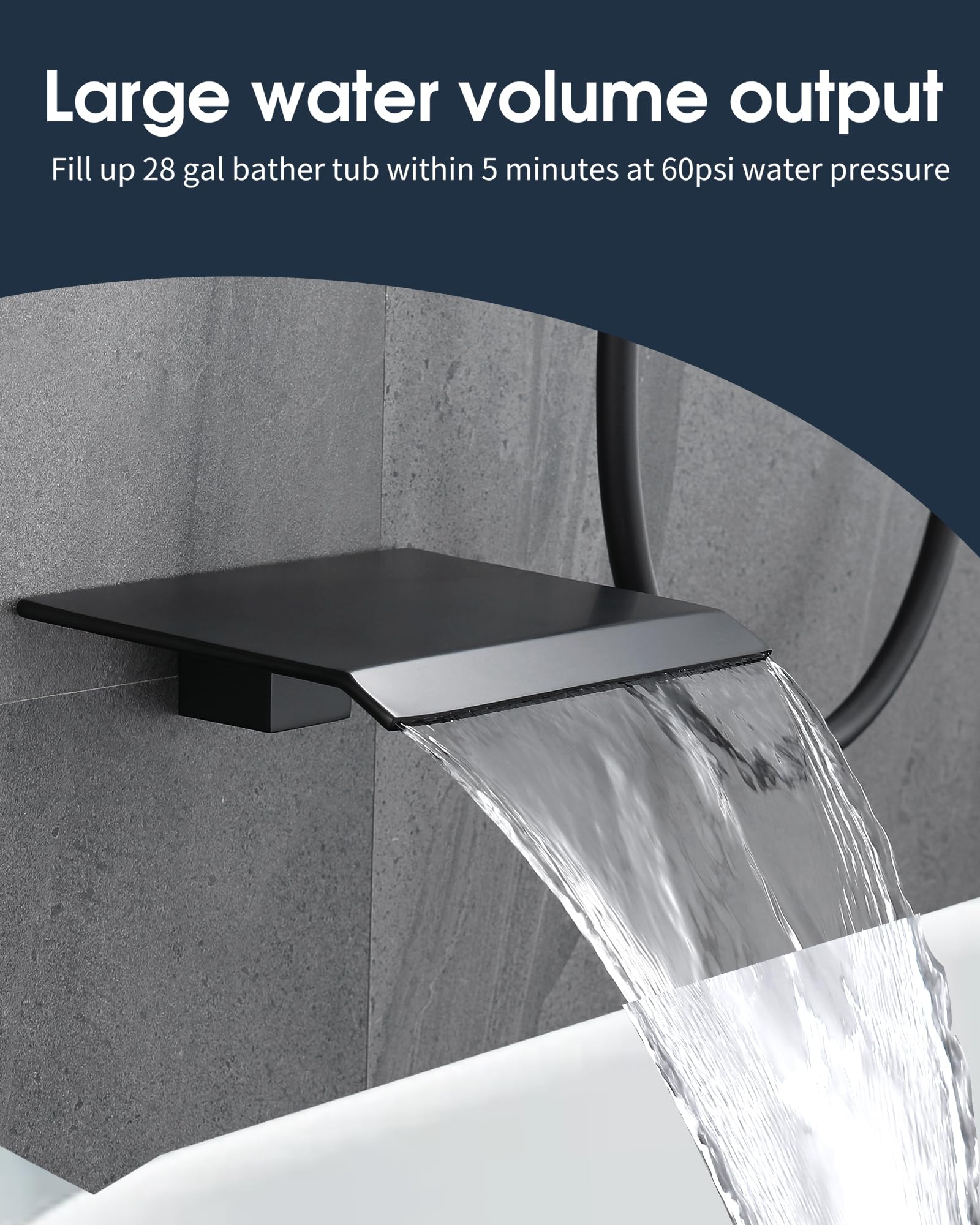 Luxury Black Shower System Combo - 10 Inch Square Rainfall Shower Head & Handheld Set with Wall Mounted Faucet, Tub Spout & Valve Trim Kit | Perfect for Modern Bathroom Renovation & Spa-Like Shower Experience