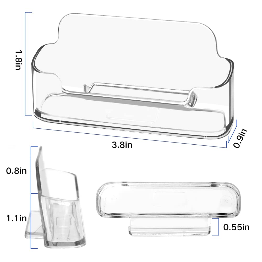 4 Pack Clear Acrylic Business Card Holder for Desk - Professional Card Display Stand for Office, Home & Business Events - Perfect for Trade Shows, Conferences and Reception Areas