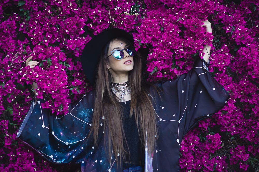 Dark Galaxy Halloween Kimono Jacket - Asian Japanese Korean Fashion Robe with Constellation Print | Perfect for Cosplay, Halloween Costumes, and Themed Parties