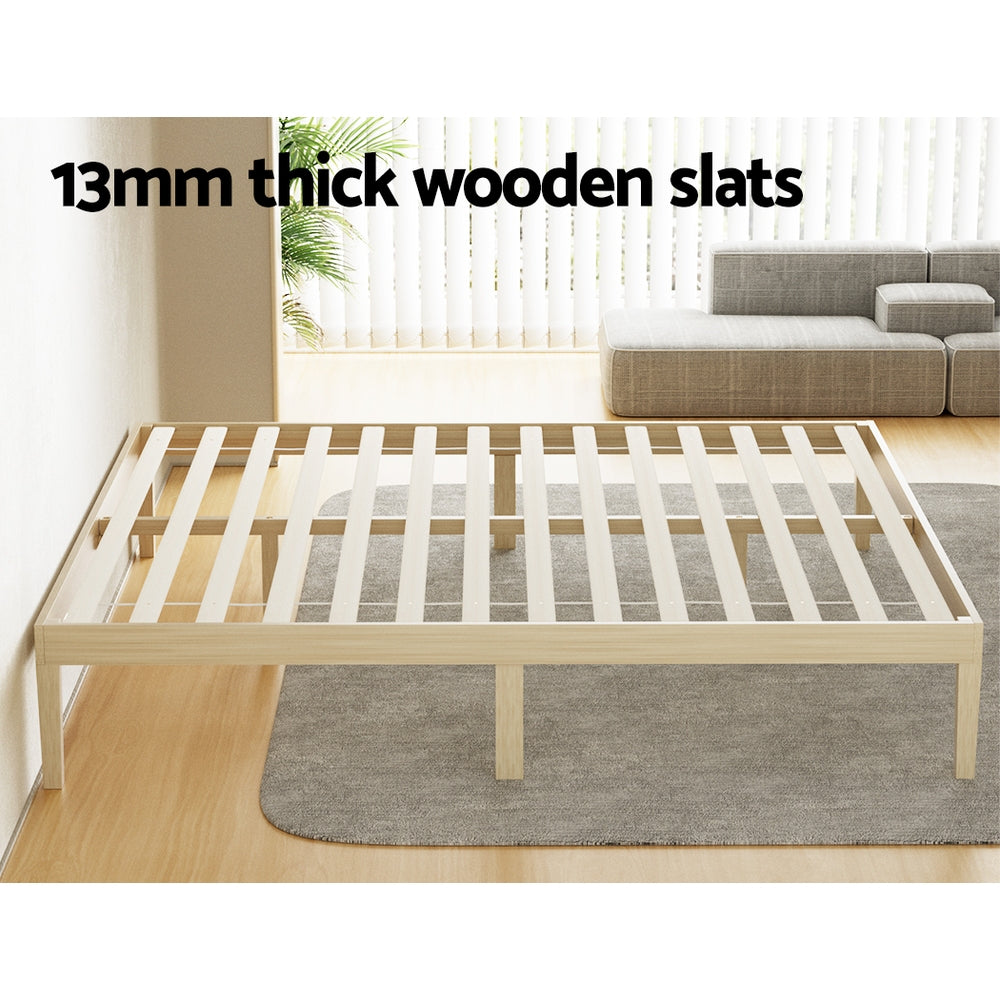Bruno Minimalist King Solid Pinewood Bed Frame - Sturdy & Eco-Friendly Wooden Bed for Modern Bedrooms | Perfect for Master Suites, Guest Rooms & Minimalist Home Decor