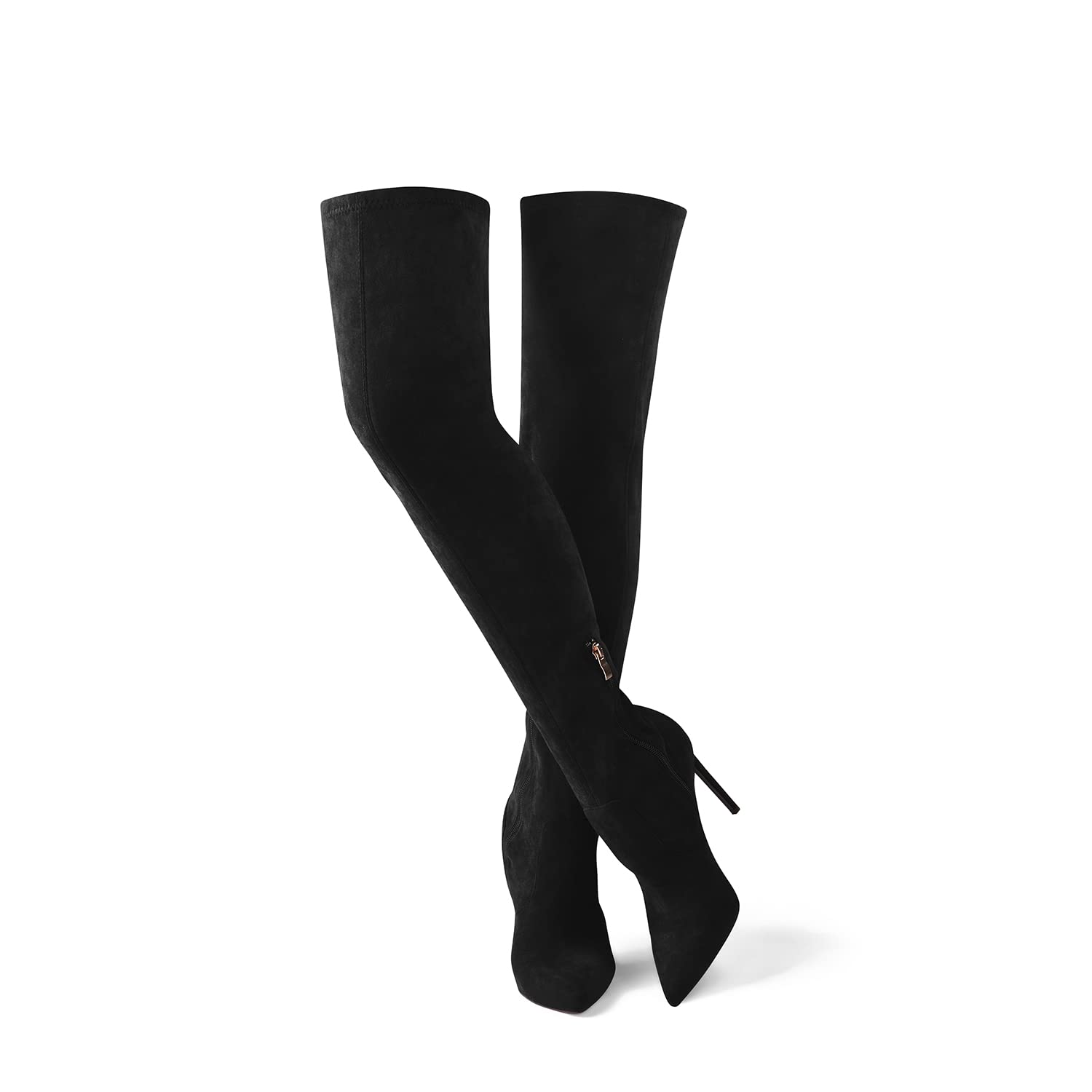 GENSHUO Women's Sexy Over The Knee Boots - Suede Thigh High Heel Boots with Pointed Toe & Stiletto Heel for Party, Night Out & Fashion Styling