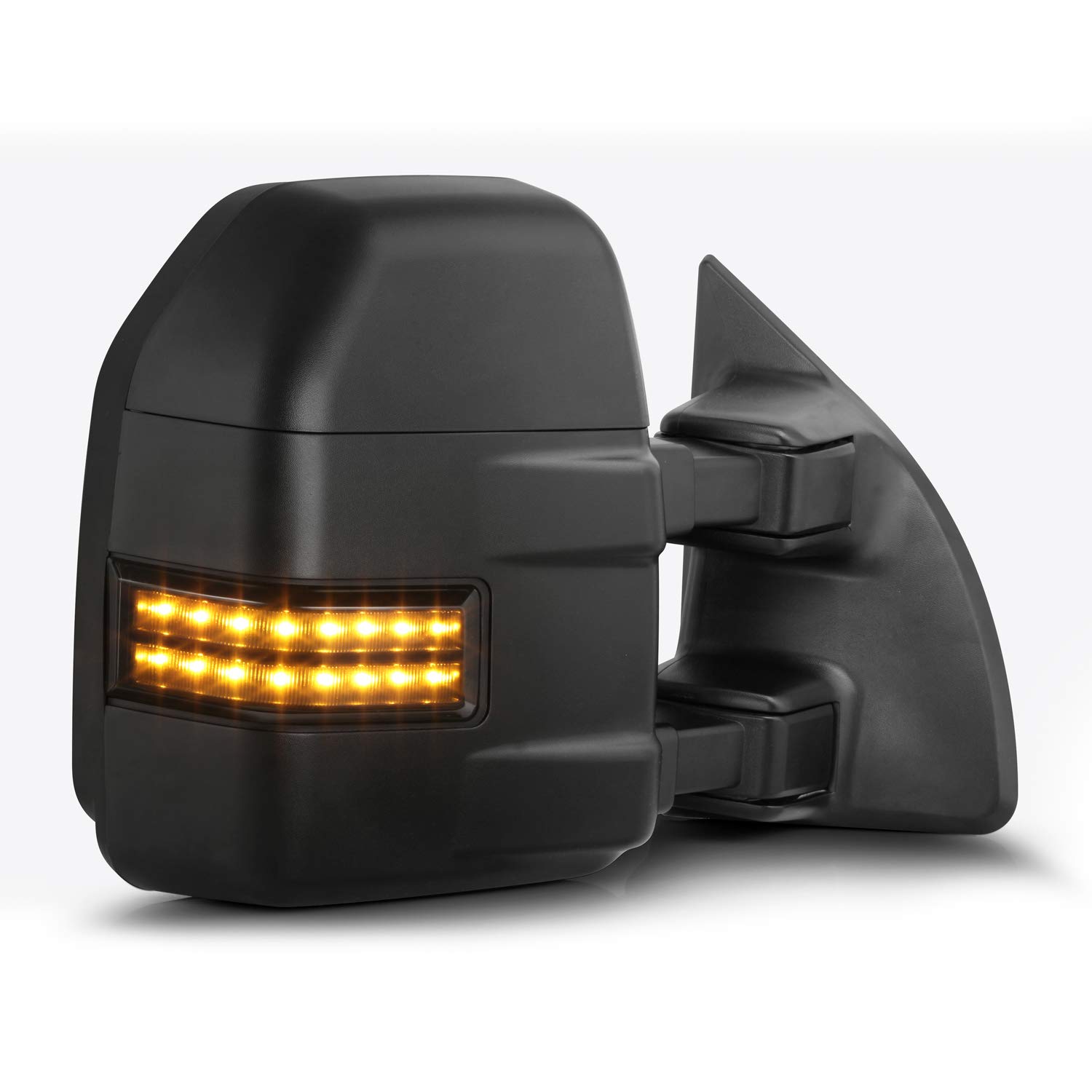 AKKON LED Signal Towing Mirrors - Power Adjustable Heated Red Smoked Pair for 2008-2016 Ford F250 F350 F450 F550 Super Duty Trucks | Enhanced Visibility & Safety for Towing & Night Driving