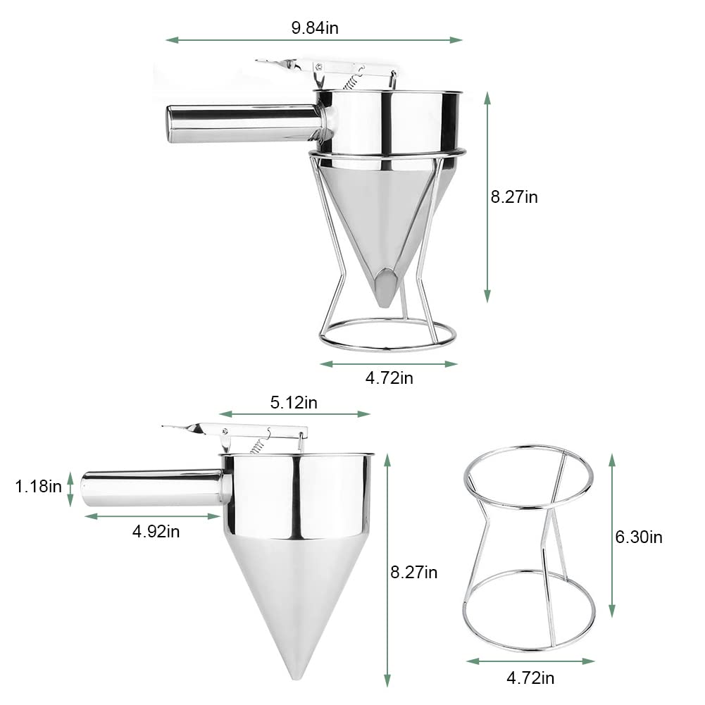 Premium Stainless Steel Conical Funnel - Kitchen Cooking Syrup Batter Dispenser for Baking, Cake Decorating, Desserts & Whipped Cream - Durable Shelf-Stable Funnel for Home & Professional Use